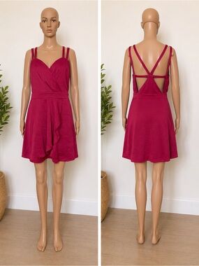 BCBG Satin Cocktail Dress | NWT | Size 12 | Berry Pink Mini Party Dress